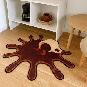 Funny Coffee Spill Rug, High-End Living Room Tea Table Mat, Artistic Bedroom Bedside Carpet, Soft Wipeable Easy Clean Carrot