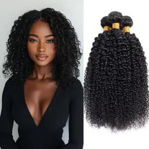 Cliclihair 15A Brazilian Kinky Curly Hair Bundles Virgin Human Hair 100% Unprocessed Weft Extensions Natural Black Color
