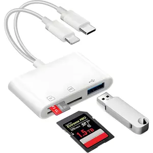 SD Card Read for , USB C  SD Card Adapter, Memory Card Reader for Digital Camera, TF Card Trail Camera Viewer, Compatible with iPhone16, MacBook, Laptop, PC, Android