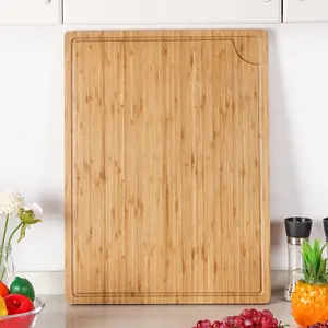 24" Bamboo Cutting Boards for Kitchen, Extra Large Wood Cutting Board with Deep Juice Groove and Handle, Over the Sink Chopping Board, Heavy Duty Butcher Block for Turkey, Meat, Vegetables, BBQ Knives Wooden Fathersdaygift Stylish