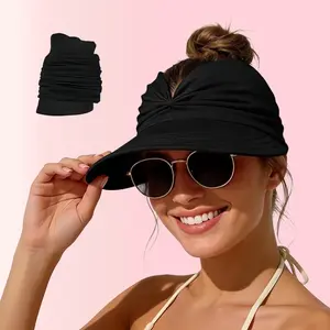 Women's Wide Brim Sun Visor Hat with High Ponytail Hole • UPF 50+ UV Protection Adjustable Beach & Golf Summer Hat, Birthday Gift for Her