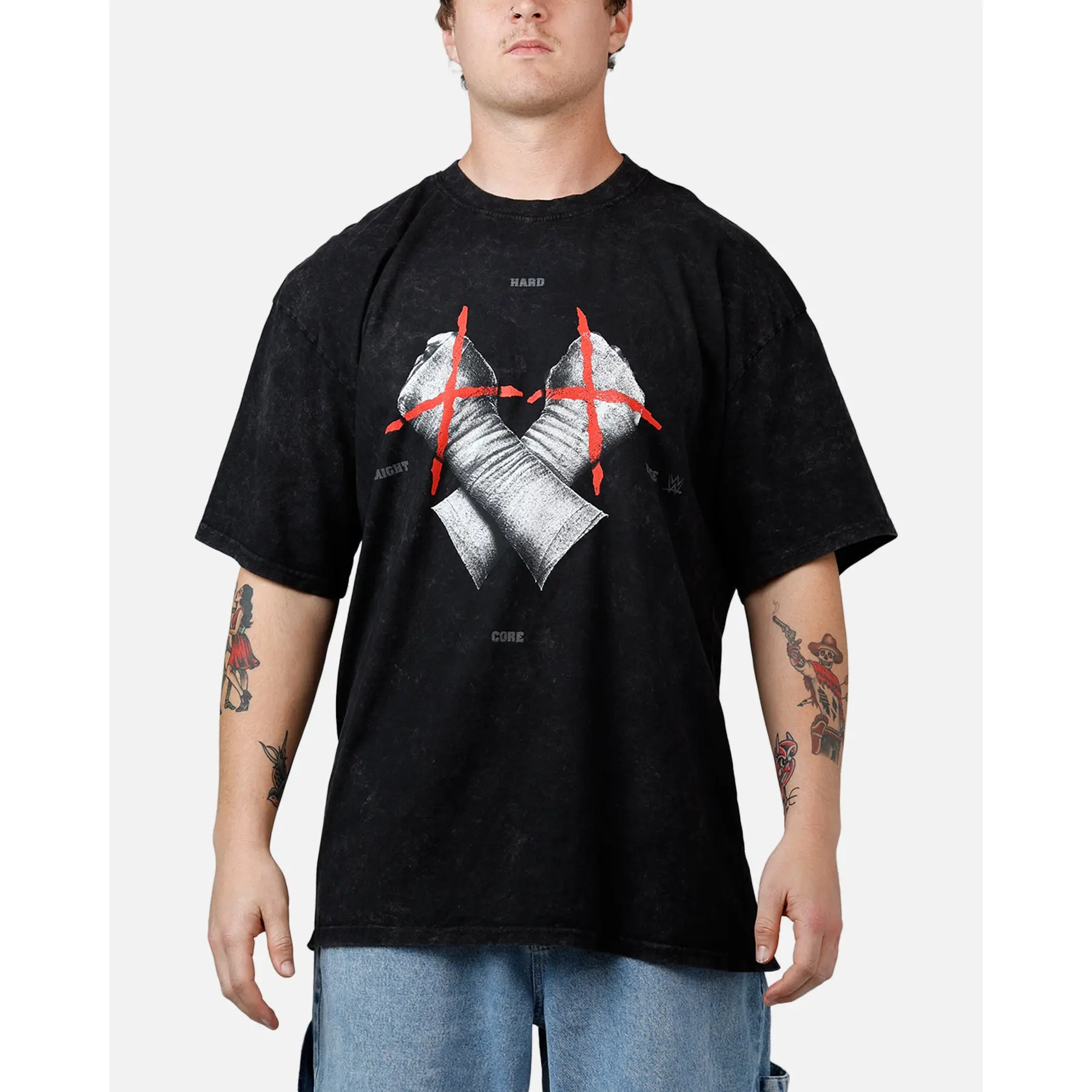 73Studio X WWE Wrestlemania 42 CM Punk T-Shirt Black Acidwash