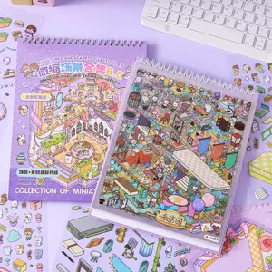 22-Piece Cute Cartoon Creative 3D Miniature Scene Collection Book, Fun Adorable DIY Decoration Stickers, Sticker Album, Perfect for Kids and Craft Lovers