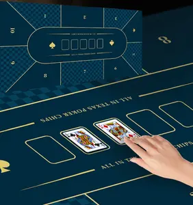 Waterproof 70'' x 35'' Professional Poker Mat, 8 Player Portable Rubber Texas Hold'em Poker Table Top Layout w/Carrying Bag to Play Cards, Poker Games, Blackjack, Casino non-slip rubber base desk pad desk mat gift