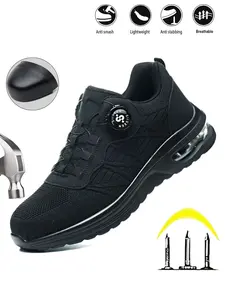 Men's Safety Shoes Anti-Stamping Steel Toe Anti-Puncture, Buttonless Work Shoes, Pure Outdoor Safety Boots, Casual Style