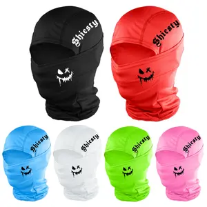Letter & Smiley Print Full Face Ski Mask Gaiter Mask, Unisex Woven Fabric Balaclava for All Seasons, Sporty Loose-Fit Design, Ideal for Outdoor Activities