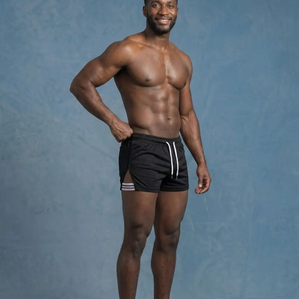Men's 3" Inseam Unlined Athletic Shorts, Soft Stretch Weightless Solid Gym Pants, Deep Split Bodybuilding & Daily Training Fitness Sport Shorts Gym Sportswear Bottoms