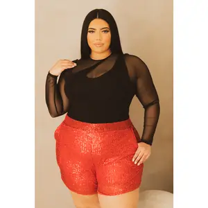 Plus Size Jemila Sequin Short- Red