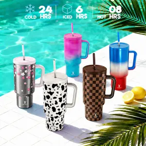 Summervibes Ships from the USA Meoky 40oz Reusable Food Grade Stainless Steel Cup for School, Outdoor, Office, Portable Leak-proof Car Thermos Cup, Keeps Cold for 24 Hours, Insulated Travel Drinkware Tumbler.Mother's Day & Father's Day Gifts