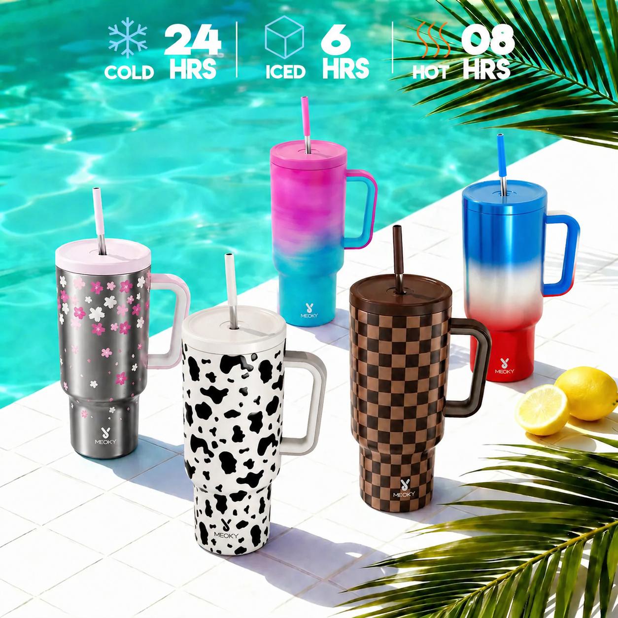 Ships from the USA Meoky 40oz Reusable Food Grade Stainless Steel Cup for School, Outdoor, Office, Portable Leak-proof Car Thermos Cup, Keeps Cold for 24 Hours, Insulated Travel Drinkware Tumbler.Father's Day Gifts,Deals For You,GraduationGift