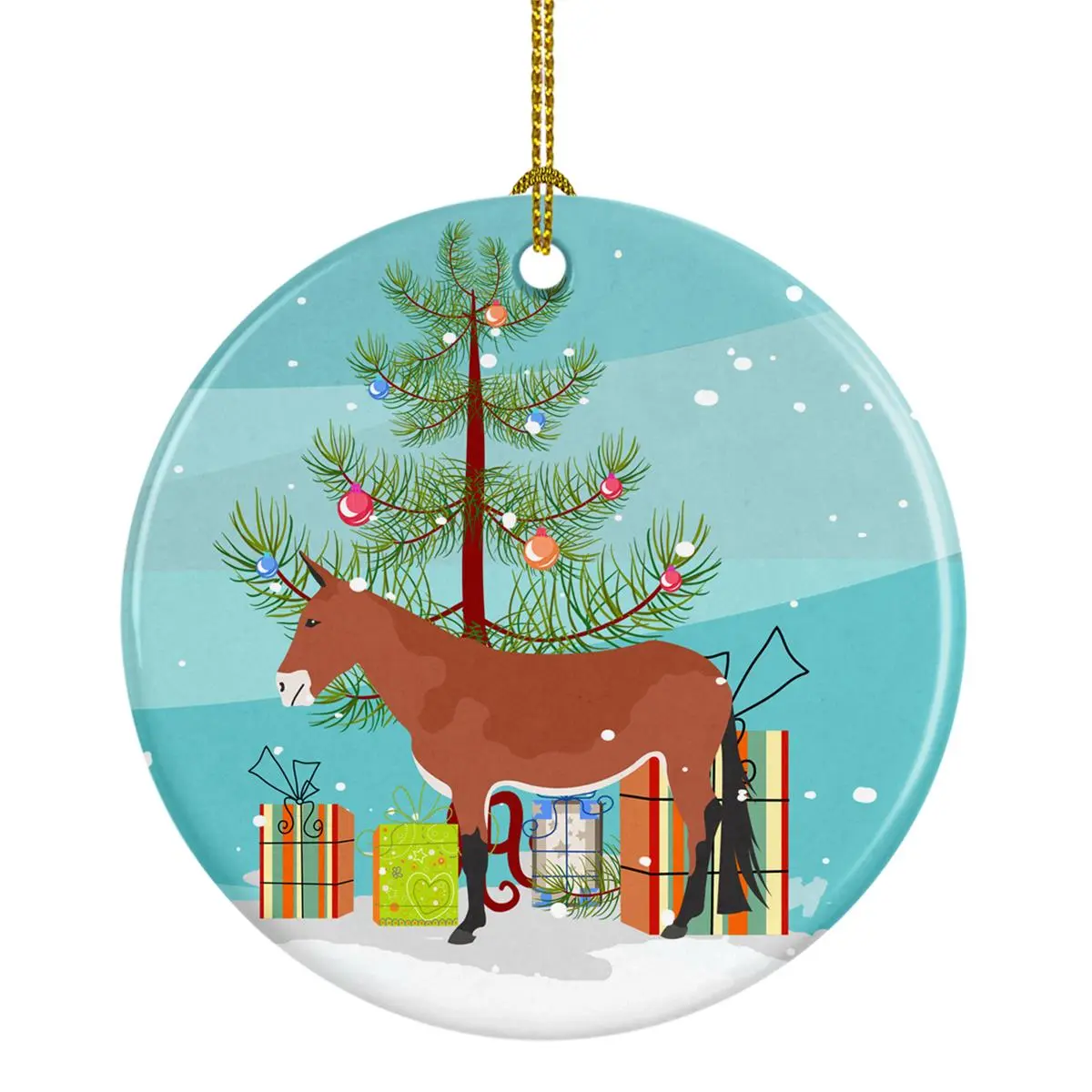 Mule Christmas Ceramic Ornament
