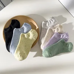 5 pairs of women's summer low cut socks lightweight breathable non slip grip dotted yarn texture stylish ankle length perfect for daily warm weather outfits