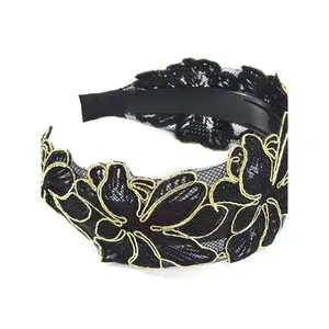 Women's Wide Lace Fashion Headband with Vintage Embroidered Pattern | Elegant Retro Hair Accessory for Women & Girls
