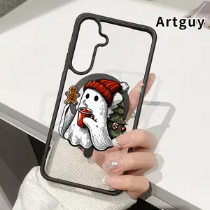 Magnetic Case Compatible with Galaxy S23 Ultra S24 Plus S25 S22+ FE Ghost's Christmas Delight Pattern Acrylic Back TPU Edges Shockproof Ultra Thin Mobile Phone Cover Gift for Girl