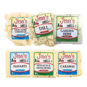 Cheese 6 Piece Sampler | Cheddar, Garden Herb, Havarti, Spinach & Artichoke, Caraway, Dill | Jisa's Farmstead Cheese