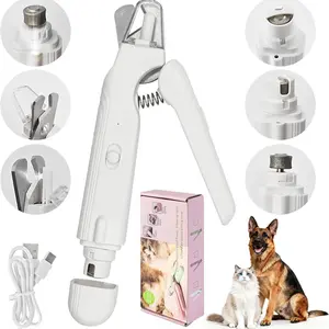 2-in-1 pet nail clipper and grinder, dog nail clipper trimmer, ultra quiet electric nail set, rechargeable, suitable for trimming toes and claws of dogs and cats of all sizes