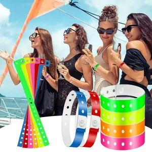 48 Pack Neon Plastic Event Wristbands Vinyl Wristband Colorful Wristbands for Blacklight Party Event Nightclubs Bars Park Gifts bracelets
