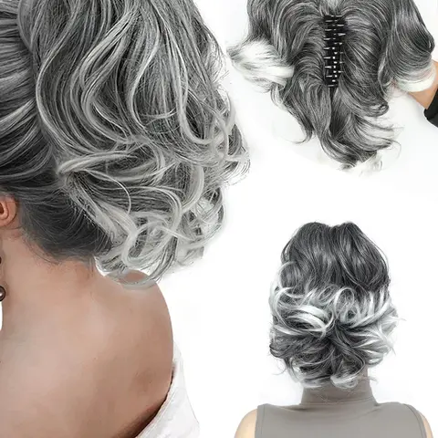 Ombre Ponytail Extension with Hair Claw Clip, Curly Ponytails Synthetic Clip-in Hairpiece for Women, Wavy Hair Extensions for Parties & Daily Use, Synthetic Hairpieces