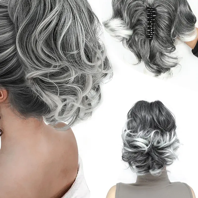 Ombre Ponytail Extension with Hair Claw Clip, Curly Ponytails Synthetic Clip-in Hairpiece for Women, Wavy Hair Extensions for Parties & Daily Use, Synthetic Hairpieces