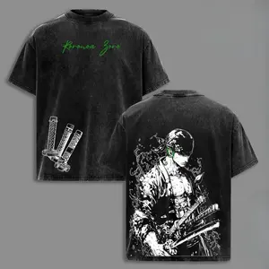 Roronoa Zoro T Shirt One Piece Anime Tee Three Sword Style Santoryu Graphic Top Vintage Washed Streetwear Green Aesthetic Wano Arc Oversized Unisex Casual Top Shonen Spirit Collection Retro Style Soft Cotton Daily Outfit