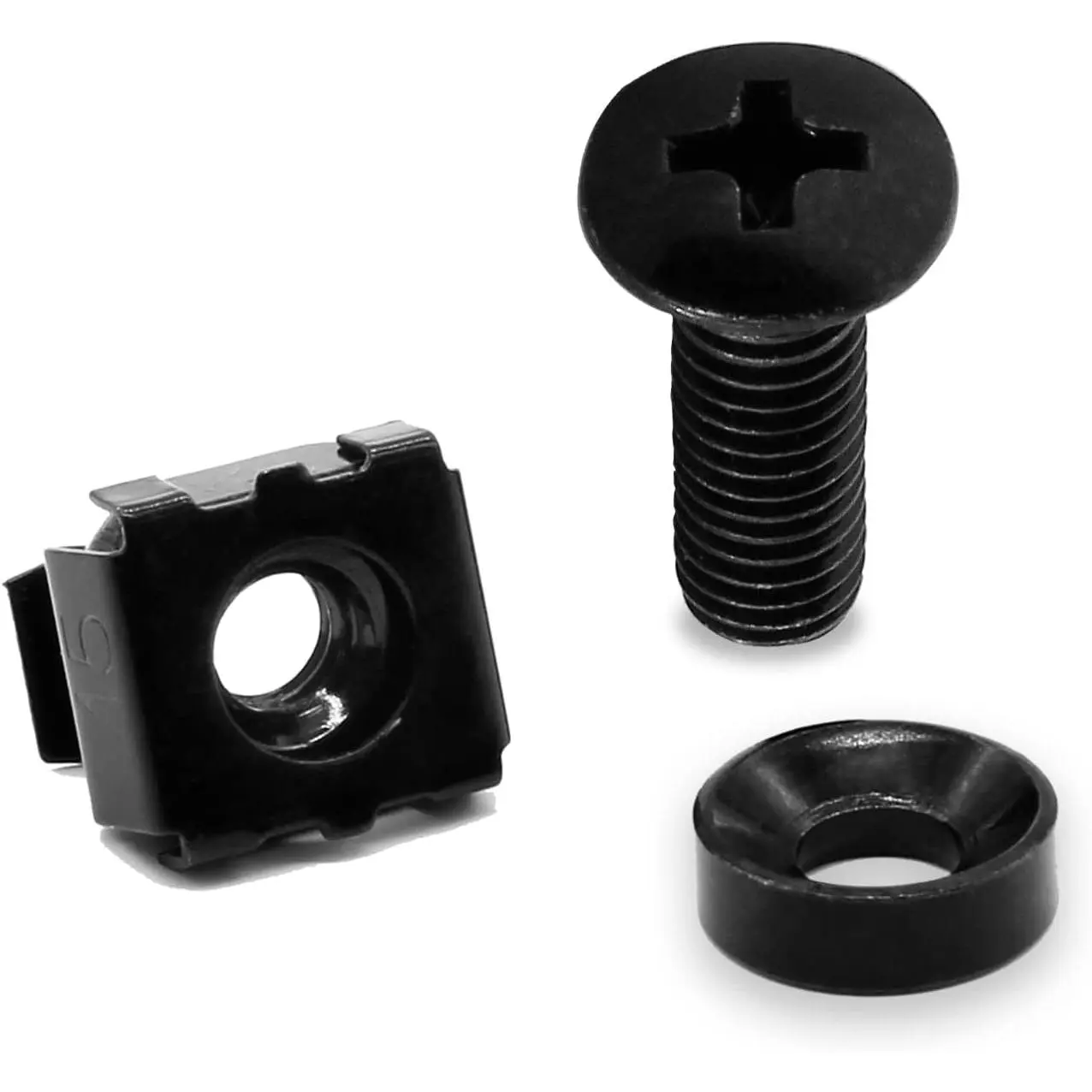 30 count M5 x 16mm Rack Screws and Cage Nuts,  Rack Mount Cage Screws & Nuts & Washers for Server Console Mounting, Rack Mount, Cabinets(Black)