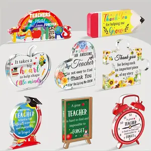8 Pcs Acrylic Teacher Appreciation Gifts, Unique Teacher Birthday Decor, Paperweight Keepsake for Classroom and Office Desk, Desk Signs Ornament