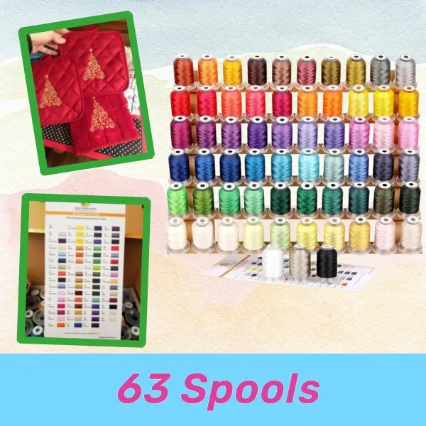 New Brothread Assorted Brother-Compatible Polyester Embroidery Thread Kit - 500M (550Y) per Spool, Sewing Threads for Sewing Machine, Ideal for Uniforms, Mother's Day Gifts