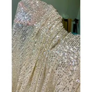 Champagne Stretch Sequin Mesh