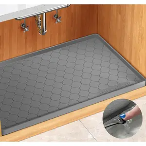 Silicone Under Sink Mat 34" x 22", kitchen Essentials and Gadgets, Shelf liner and Cabinet Protector, Home Organizers and Storage, Waterproof Bathroom Tray