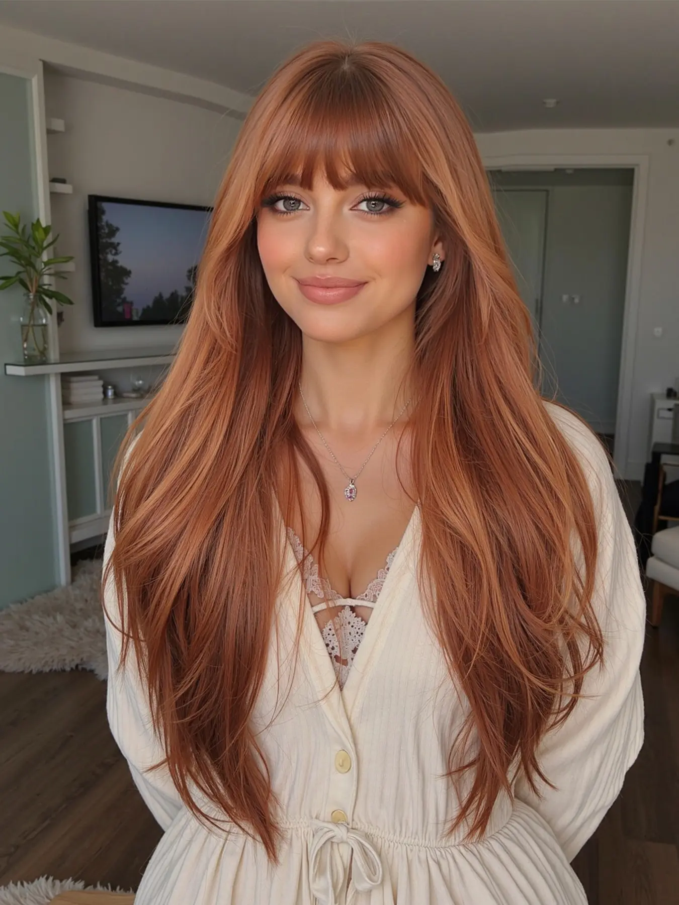 Women's Long Curly Wig with Bangs, Perfect for Daily Wear & Festive Gatherings, Show off Confidence & Charm