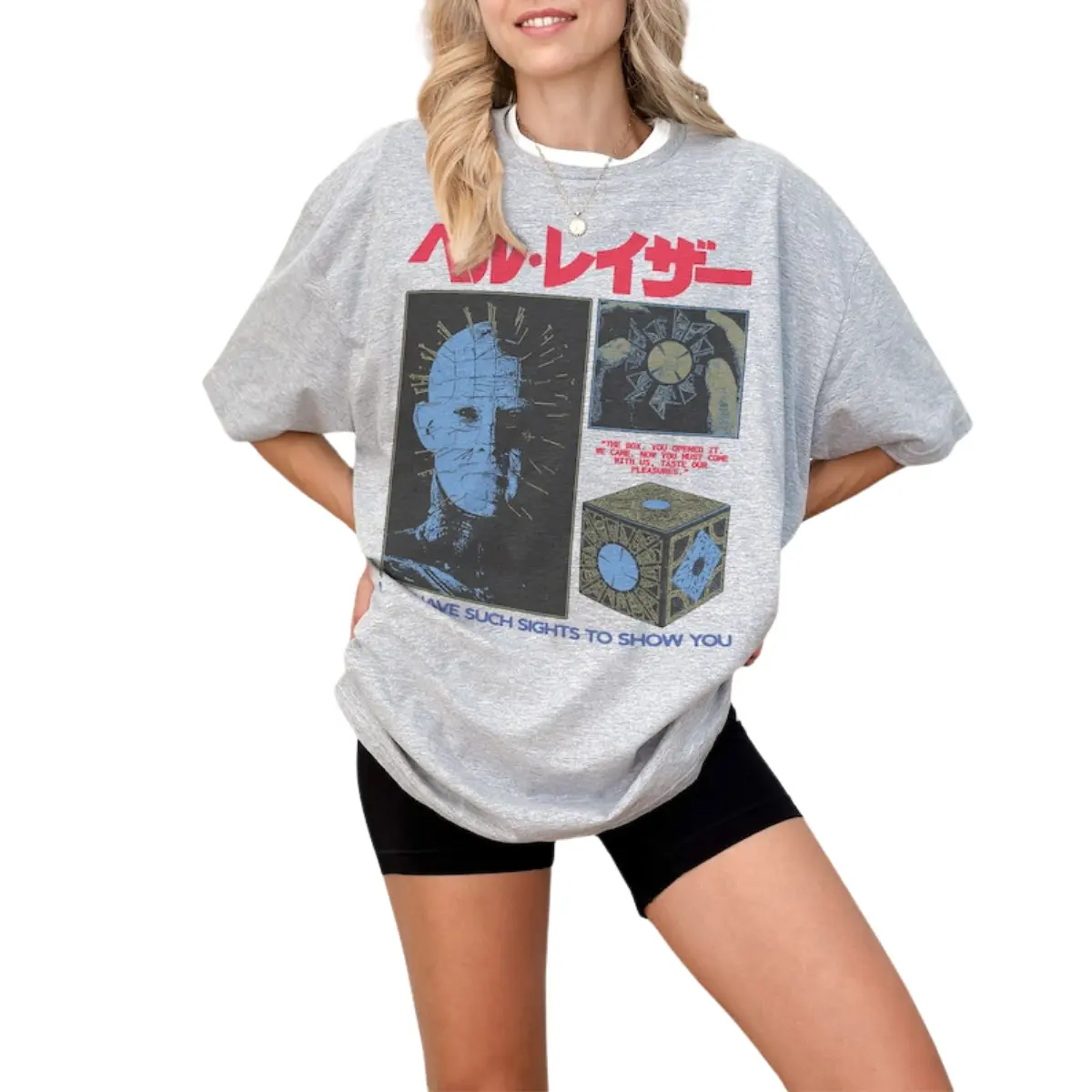 Vintage Horror Movie Graphic Tee Shirt, Japanese Hell Raiser Inspired T-Shirt, 80s Movie Memorabilia, Pin Head Cenobite Streetwear Merch