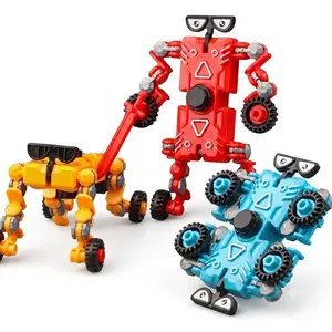 3PCS Transforming Fingertip Spinner Robot, Multi-Form Deformable Fidget Tool with Flexible Joints, Stackable Rotation Stress Relief Item for Kids, ADHD Users