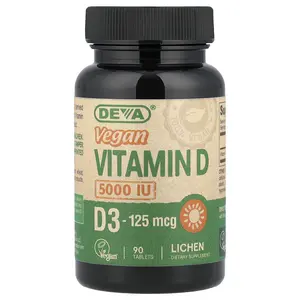 Deva Vegan Vitamin D3, 125 mcg (5,000 IU), 90 Tablets