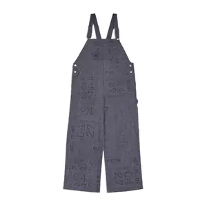 Hirono Living Wild-Poem-printed Overalls Dark Grey
