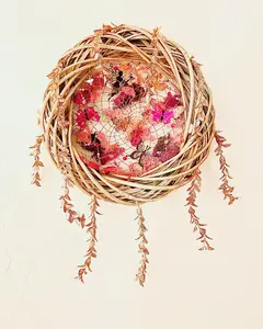 Whimsyveil Grove Enchanted Butterfly & Fairy Wreath with Double Web and Warm Glow - 18x18 Inch Dreamy Fantasy World Hanging Wreath for Fantasy Lovers - Hanging Wreath Dreamcatcher