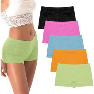 Women's Boyshorts Underwear Seamless Boy Shorts Panties Soft Stretch Boxer Briefs 5 Packs(Regular & Plus Size)
