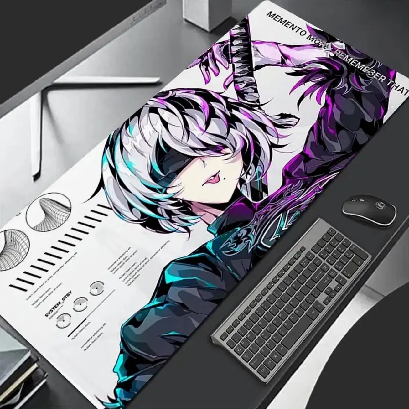 Nier Automata 2B Anime Anti-Scratch Mouse Pad, XXL Gaming Desk Mat with Smooth Rubber Surface, Non-Slip Base, Extended Keyboard Mousepad for PC Laptop Gamers, Ideal Gift, Anti-Scratch Mouse Pads backtoschool