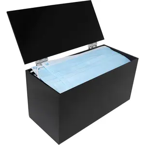 Face Mask Dispenser | Acrylic Mask Box with Cover for Storing and Dispensing Personal Face Masks (Black)