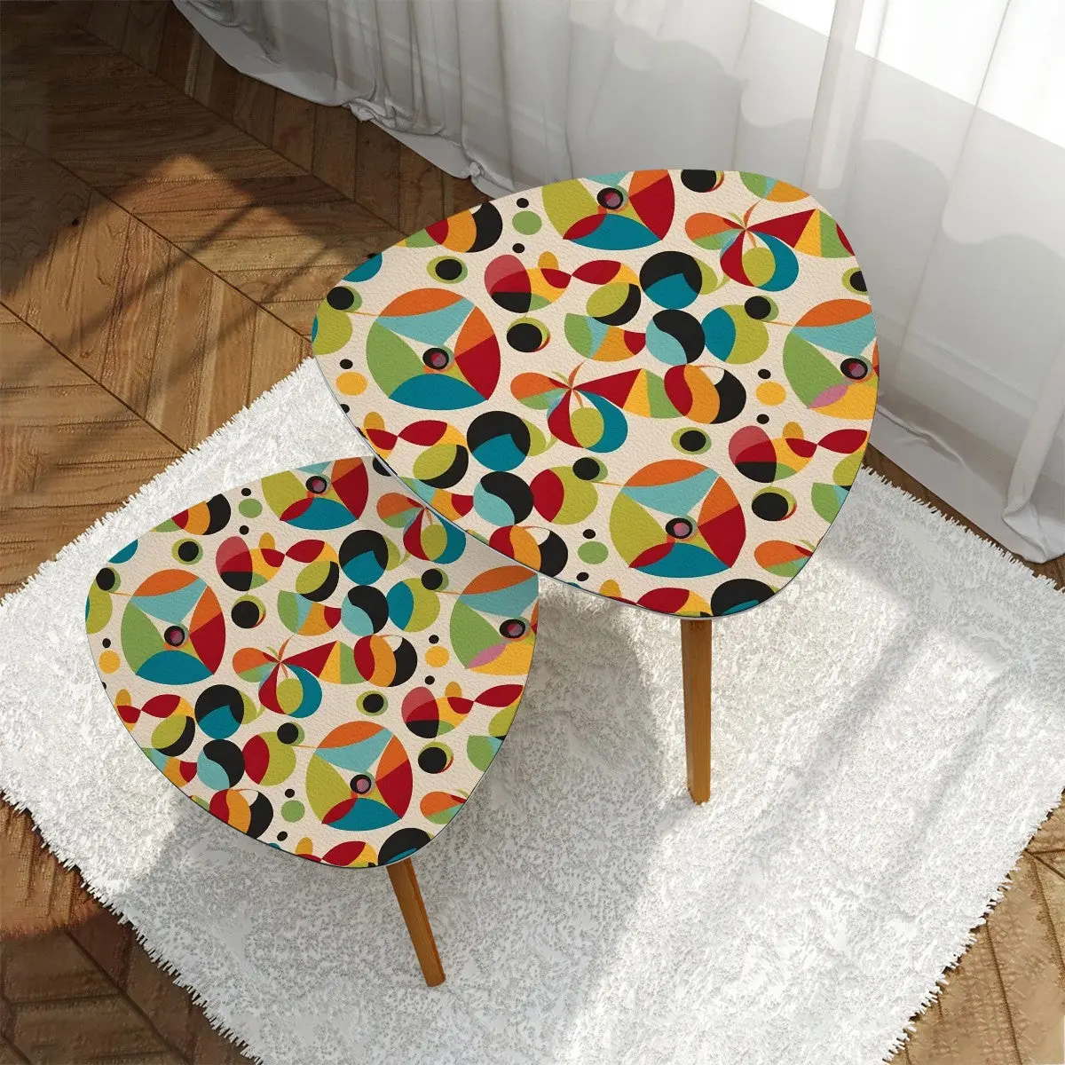 Mid Century Modern Groovy Orbs, Colorful Funky Retro Nesting Tables