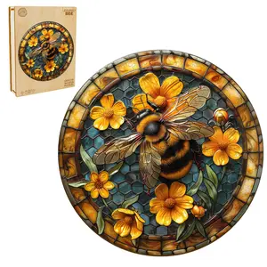 Leisurely Bee Wooden Jigsaw Puzzle for Adults and Kids Unique Shape Animal Wood Puzzles Challenging Puzzle, Family Game Creative Gifts，Laser-Cut Durable HDF Wood Puzzle