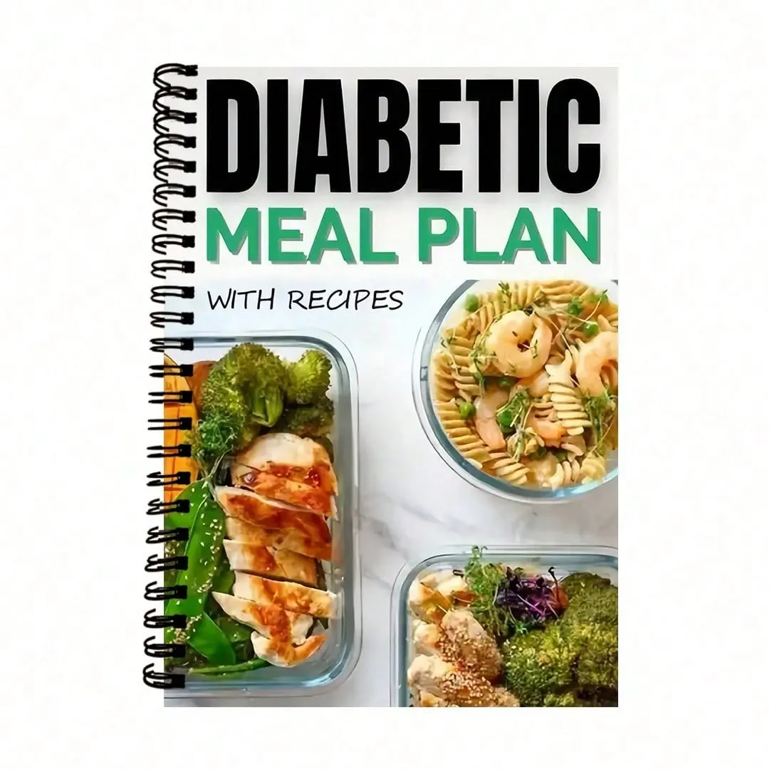 1 Diabetes Meal Plan Cookbook, Meal Planner - Spiral Binding Recipe Journal Organizing Notebook with Caps Window for Type 1/Type 2 Diabetes Management, Gluten Free, Vegan - Kitchen, Cooking Lovers, Dietitian - 5.5x8.3 Inches - Ideal Gift for Diabetics