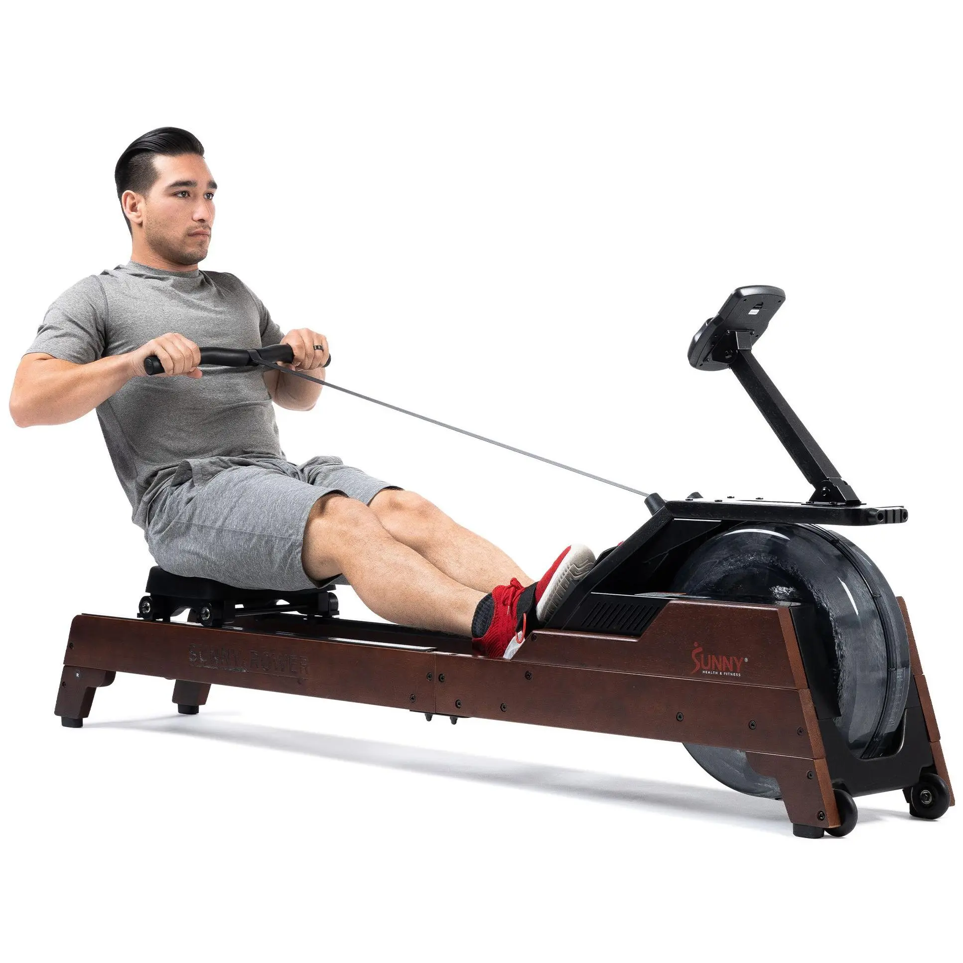 Sunny Health Fitness Hydro Wooden Water Rower