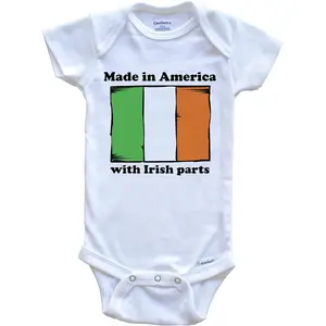 Made in America with Irish Parts Funny Ireland Flag One Piece Baby Bodysuit