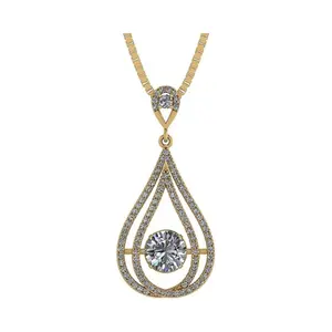 Central Diamond Center Chandelier Dancing Diamond Simulated Necklace for Women in 925 Sterling Silver