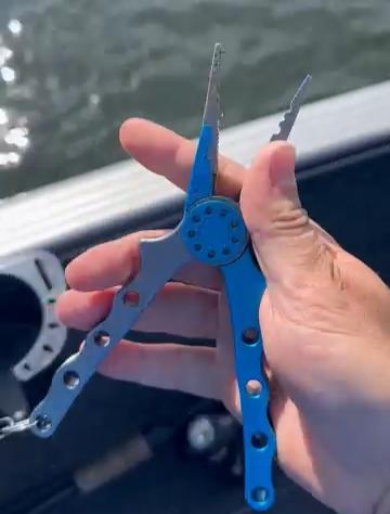 Piscifun Ⅲ Aluminum Fishing Pliers with Blue Handle, Durable Construction, and Includes Keyring Attachment  fishing equipment Tungsten Carbide Titanium