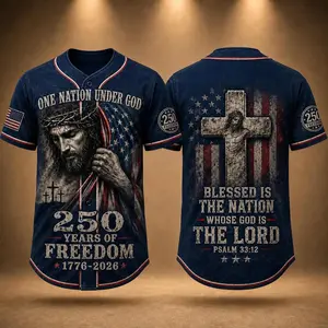 America Christian Patriotic Baseball Jersey, Jesus Jersey, One Nation Under God Shirt, 250 Years of Freedom 1776 2026 Gift, 250th Anniversary Celebration Comfortable to wear, a must-have for game days and holidays