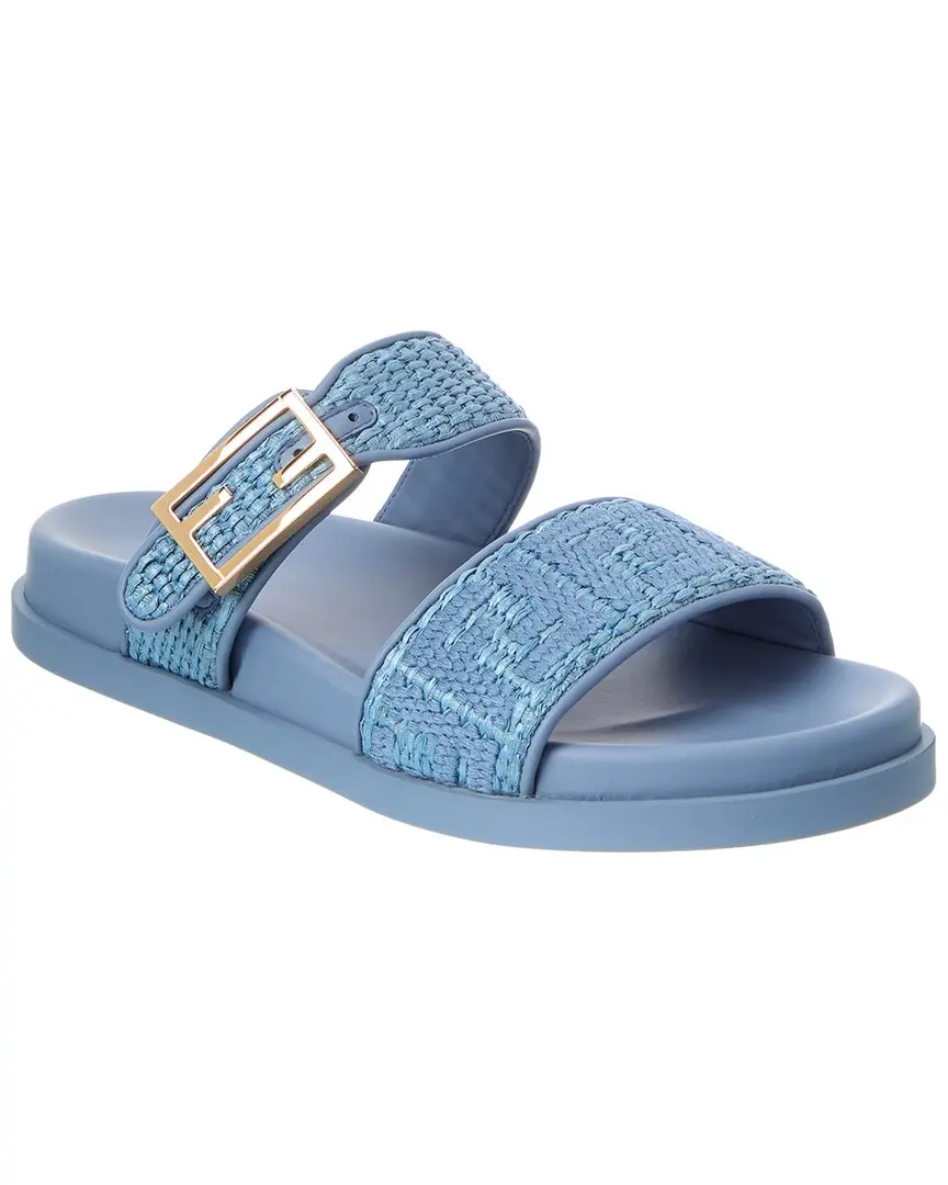 FENDI Feel Raffia & Leather Sandal