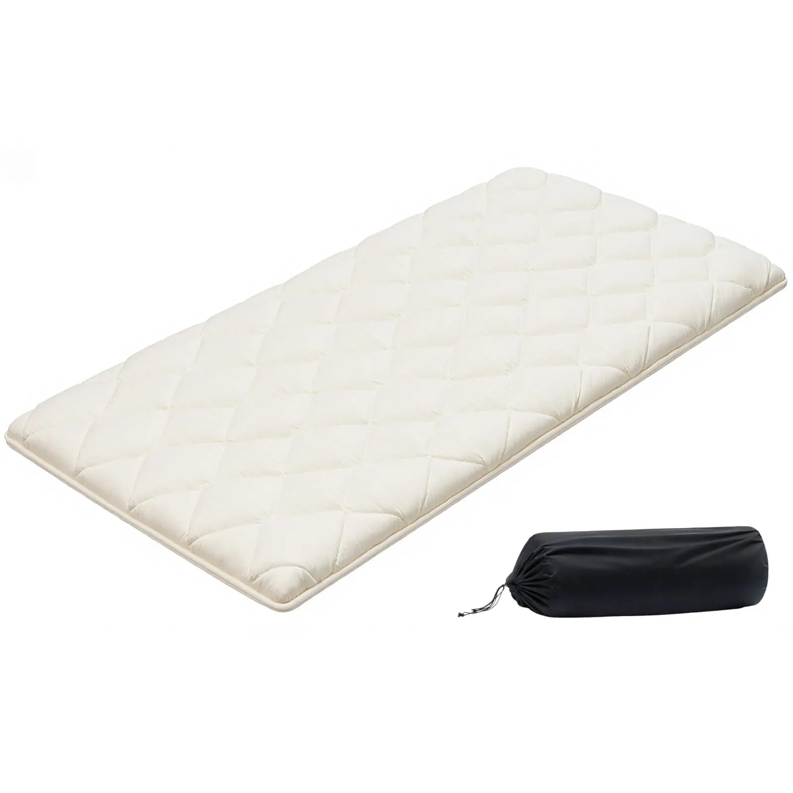 【SummerFinds】VEVOR Twin Size Foam Folding Japanese Futon Mattress - 9-Layer Foam Spine-Protecting Balanced Support, Breathable Tatami Floor Mat with Straps, Drawstring Storage Bag, 80x39x2.5in White Yoga Mat for Sleeping, Camping