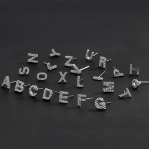 Earrings full of zircon names Wife's romantic trip with a stylish compact 26 English letter stud earrings