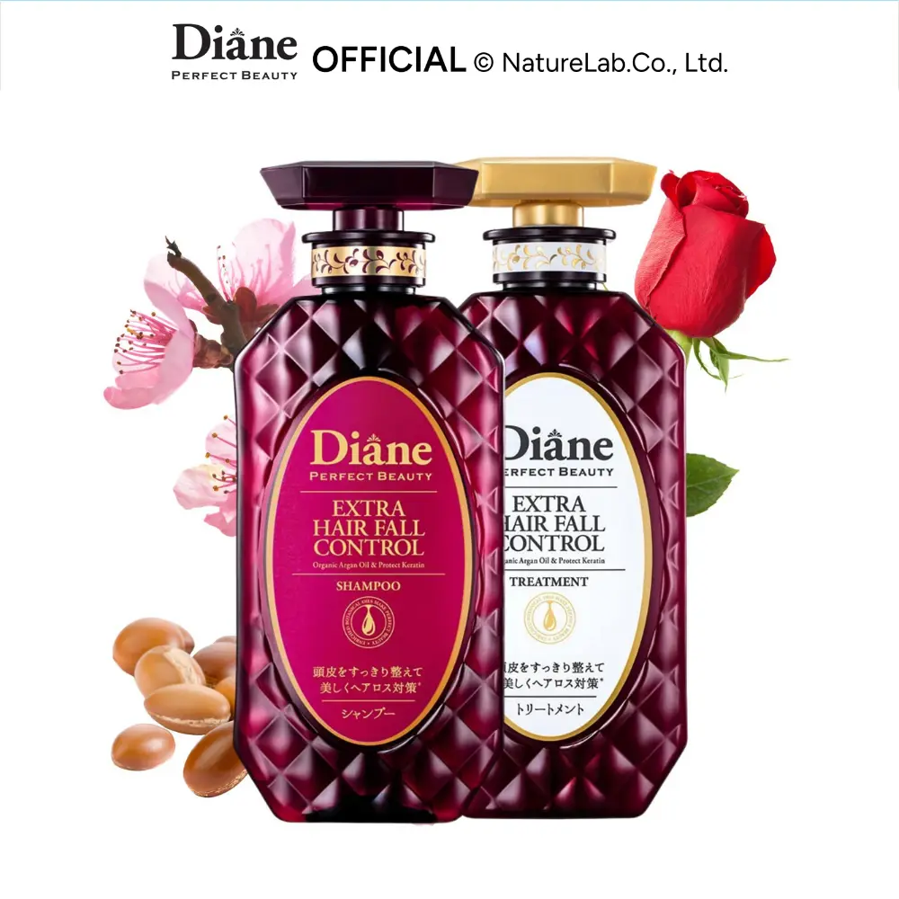 Moist Diane Anti Hair Loss Shampoo and Conditioner Set for Women & Men, Hair Thickening Shampoo for Hair Fall by Argan Oil, Keratin, Ginseng Root, Wasabi Extract in Japan 30.4 Fl Oz HAIR FALL CONTROL